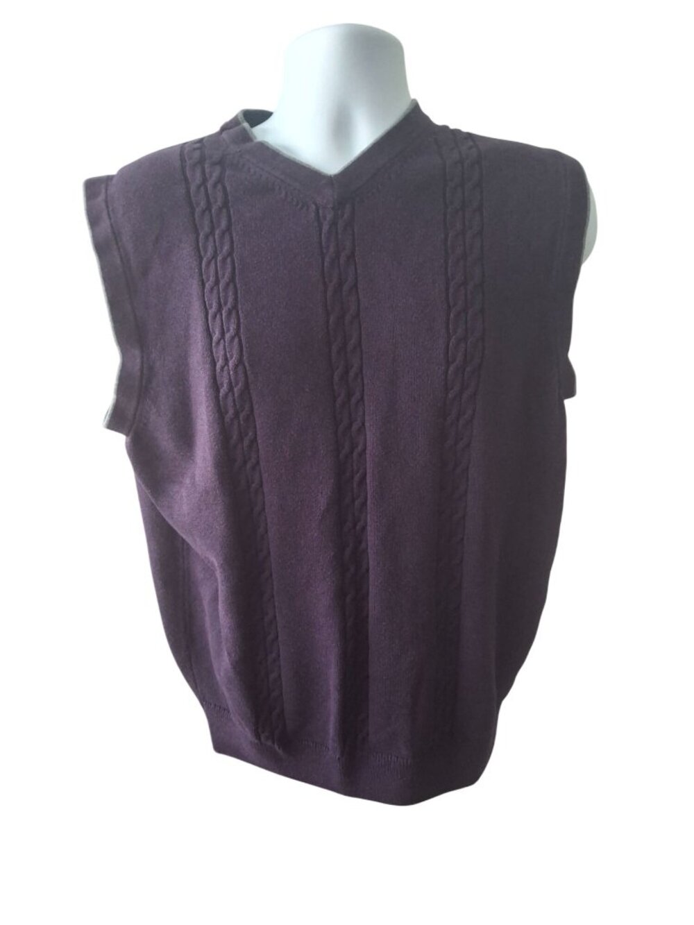 Cypress Links Golf Sweater Vest L Purple Cable Knit Preppy Golfer Grandpacore